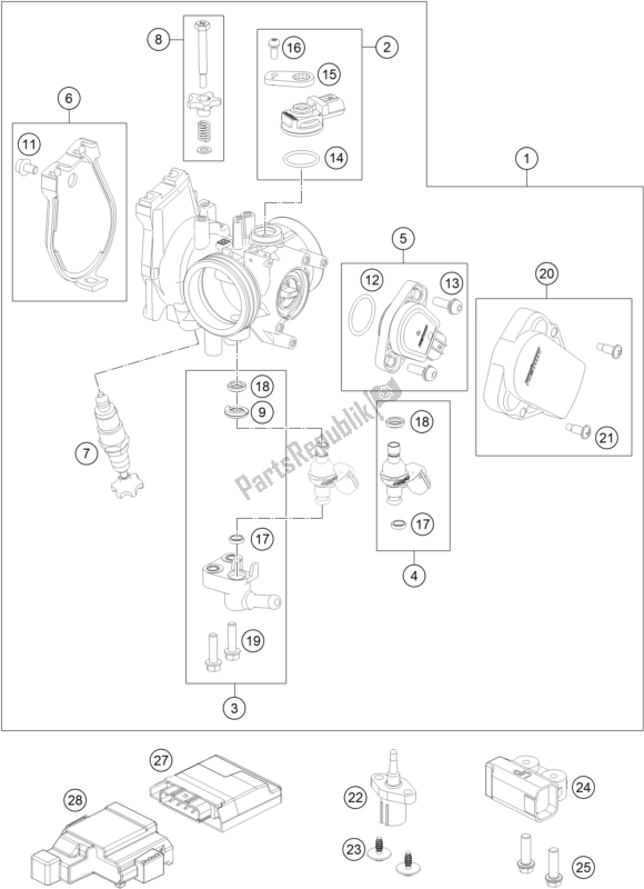 Tutte le parti per il Corpo Farfallato del KTM 250 XC-F US 2017