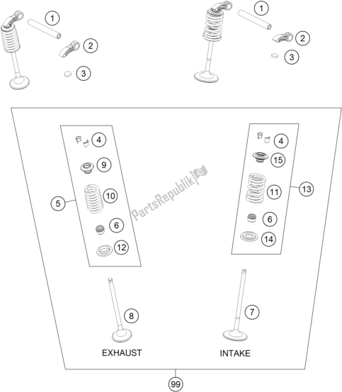 All parts for the Valve Drive of the KTM 250 XC-F US 2017