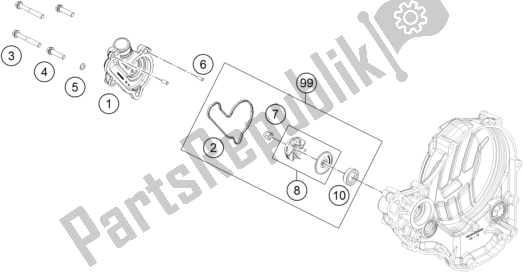 All parts for the Water Pump of the KTM 250 XC-F US 2017