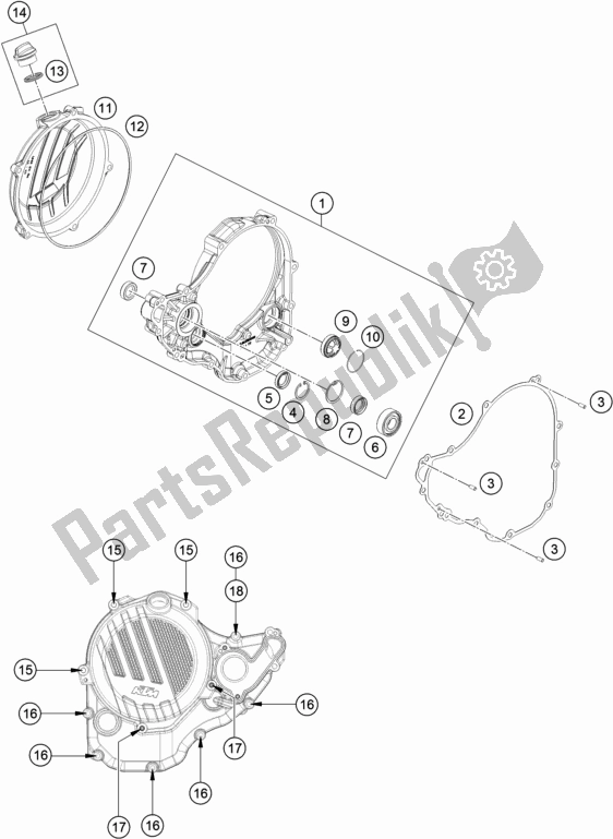 All parts for the Clutch Cover of the KTM 250 XC-F US 2018