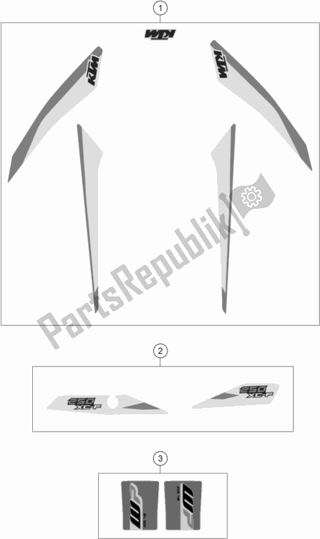 All parts for the Decal of the KTM 250 XC-F US 2018