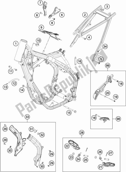 Todas las partes para Marco de KTM 250 XC-F US 2018