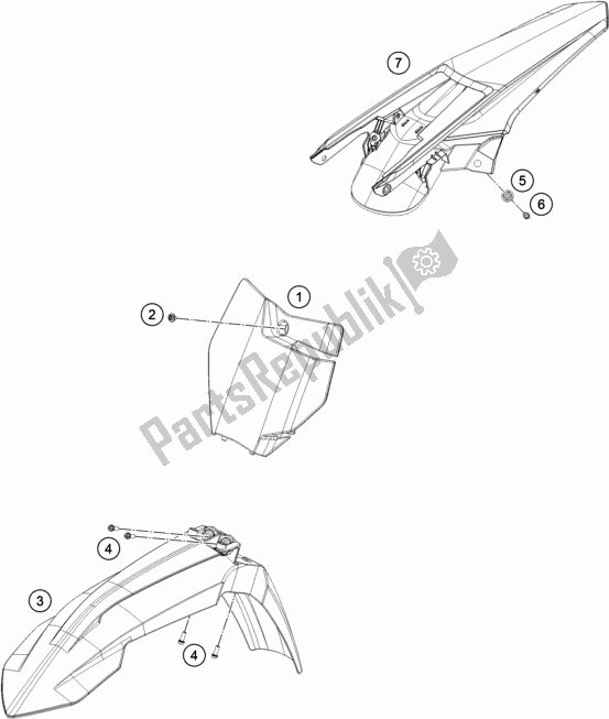 Alle onderdelen voor de Masker, Spatborden van de KTM 250 XC-F US 2018