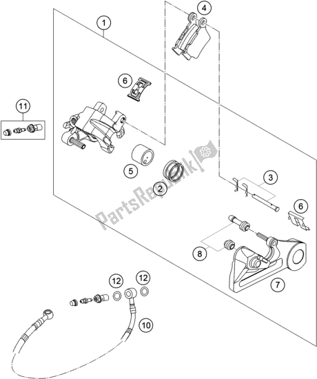 All parts for the Rear Brake Caliper of the KTM 250 XC-F US 2018