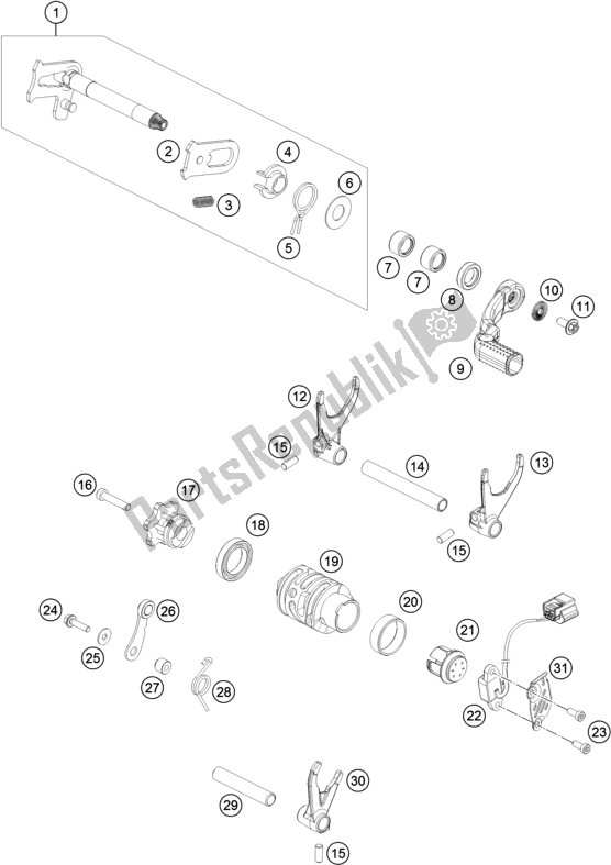 All parts for the Shifting Mechanism of the KTM 250 XC-F US 2018