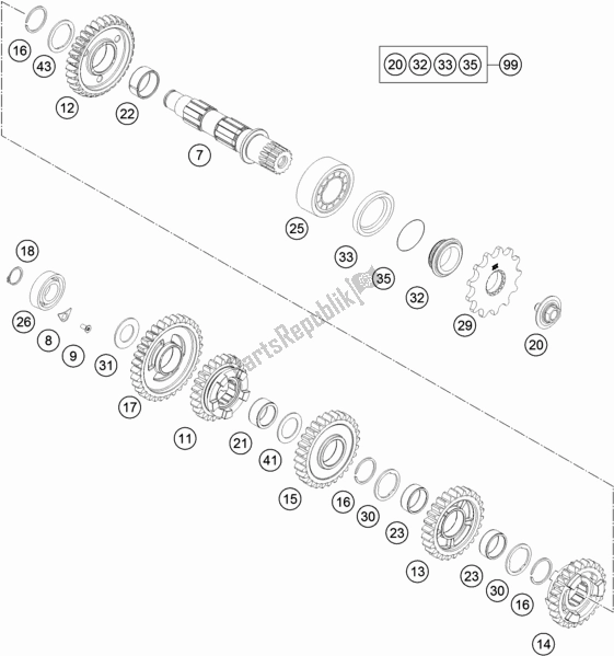 All parts for the Transmission Ii - Countershaft of the KTM 250 XC-F US 2018