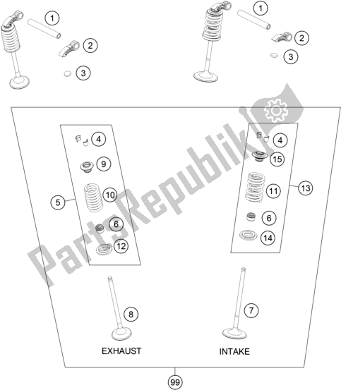 All parts for the Valve Drive of the KTM 250 XC-F US 2018