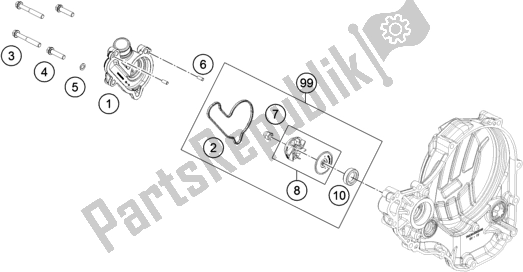 All parts for the Water Pump of the KTM 250 XC-F US 2018