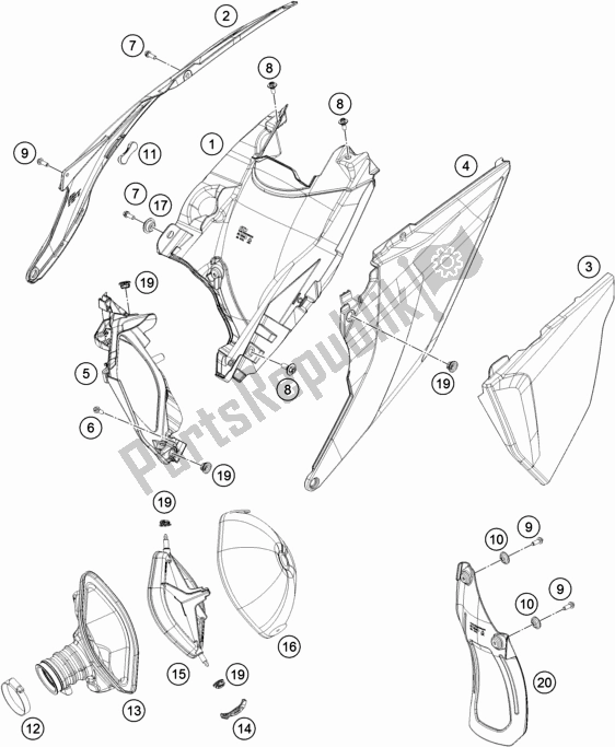 Tutte le parti per il Filtro Dell'aria del KTM 250 XC-F US 2019