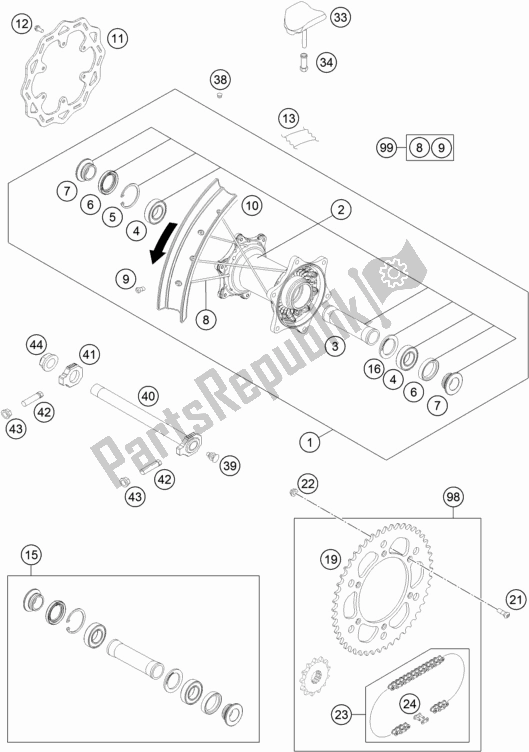 Toutes les pièces pour le Roue Arrière du KTM 250 XC-F US 2019