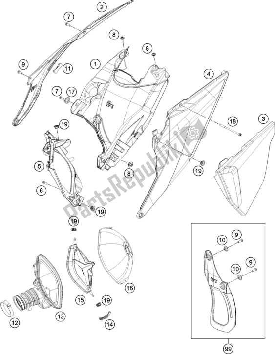 Toutes les pièces pour le Filtre à Air du KTM 250 XC-F US 2020