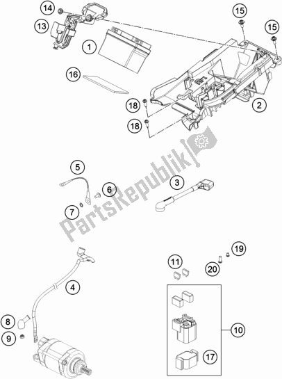 All parts for the Battery of the KTM 250 XC-F US 2020