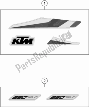 All parts for the Decal of the KTM 250 XC-F US 2020