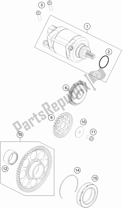 All parts for the Electric Starter of the KTM 250 XC-F US 2020