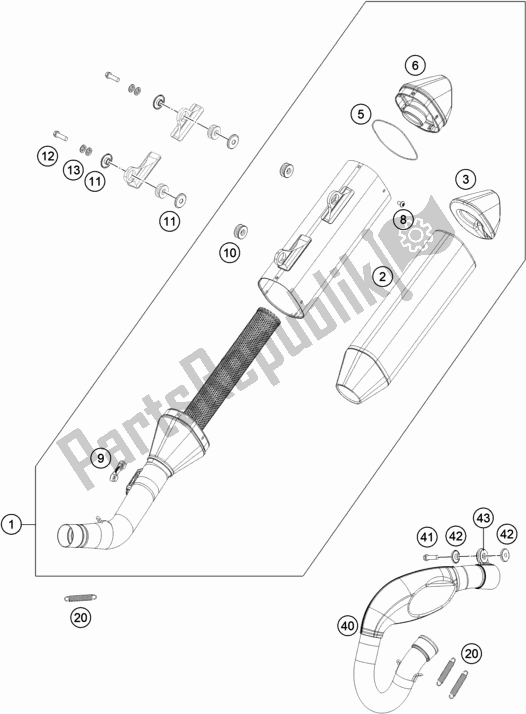 All parts for the Exhaust System of the KTM 250 XC-F US 2020