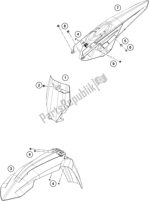 All parts for the Mask, Fenders of the KTM 250 XC-F US 2020