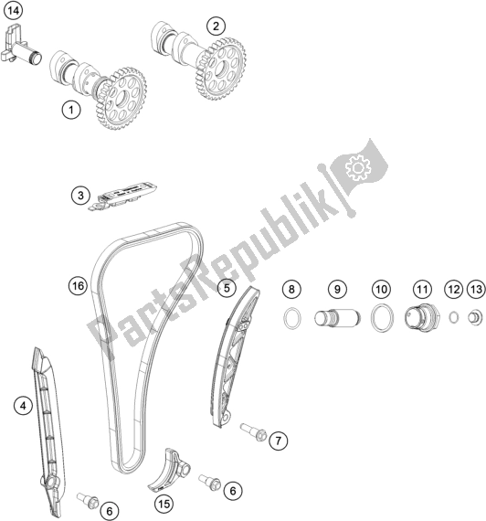 Alle onderdelen voor de Timing Aandrijving van de KTM 250 XC-F US 2020
