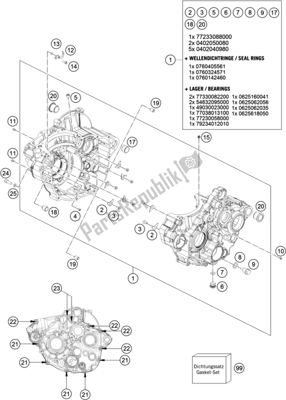 Wszystkie części do Obudowa Silnika KTM 250 XC-F US 2021