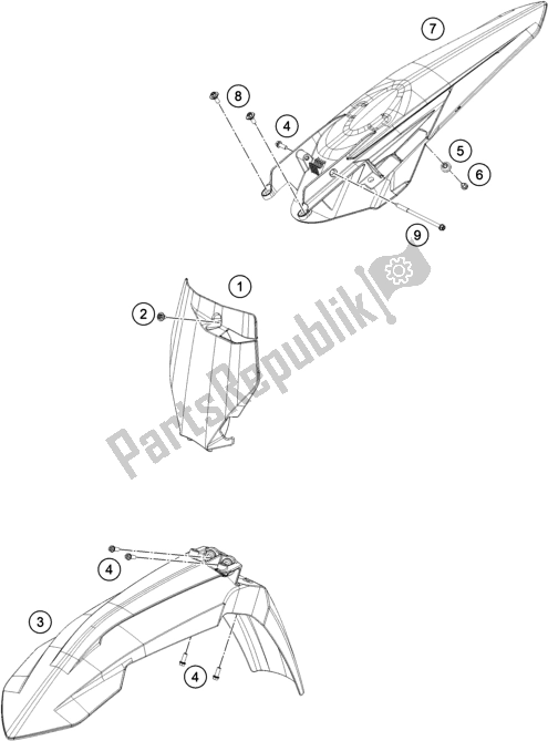 Tutte le parti per il Maschera, Parafanghi del KTM 250 XC-F US 2021