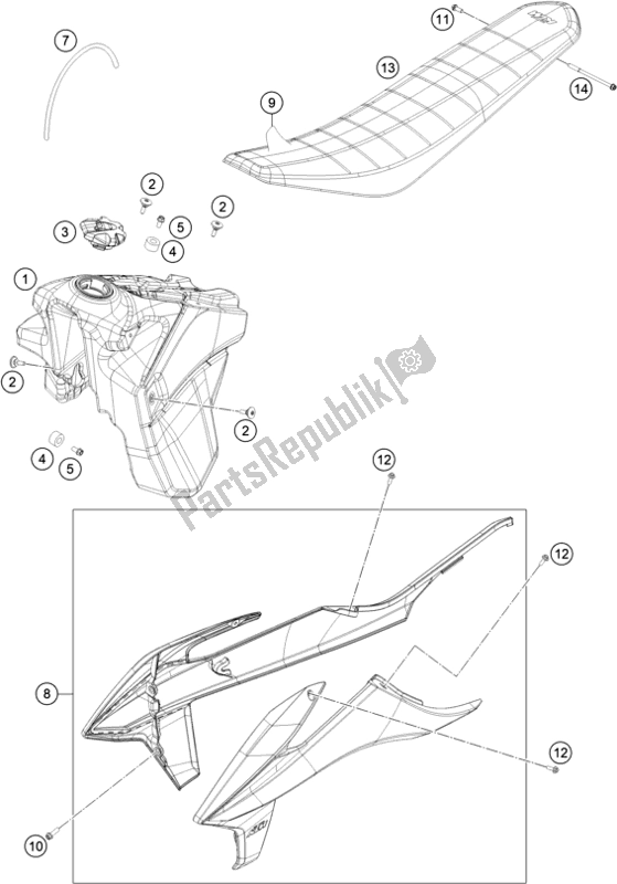 Tutte le parti per il Serbatoio, Sedile del KTM 250 XC-F US 2021