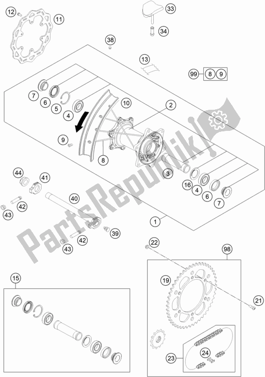 Tutte le parti per il Ruota Posteriore del KTM 250 XC TPI US 2020