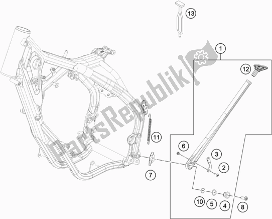 All parts for the Side / Center Stand of the KTM 250 XC TPI US 2020