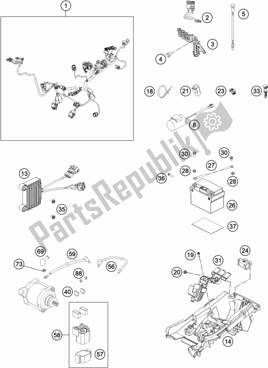 Todas as partes de Chicote De Fiação do KTM 250 XC TPI US 2020