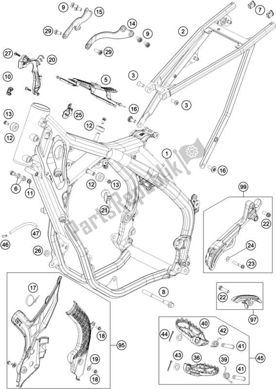 Alle onderdelen voor de Kader van de KTM 250 XC TPI US 2021