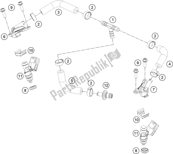 Alle onderdelen voor de Fuel Distributor van de KTM 250 XC TPI US 2021