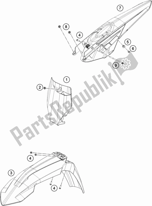 All parts for the Mask, Fenders of the KTM 250 XC TPI US 2021