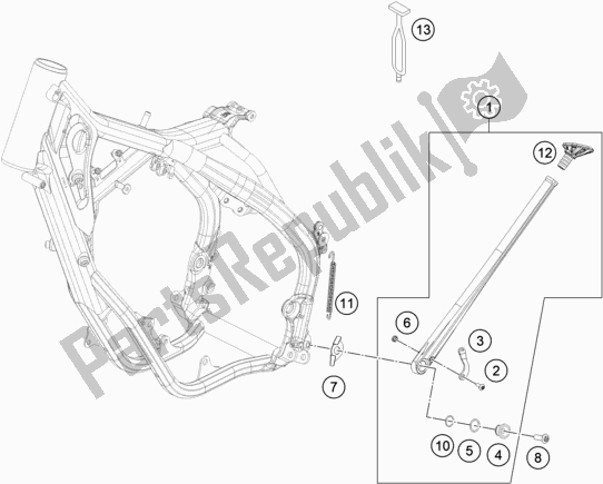 Alle onderdelen voor de Zij- / Middenstandaard van de KTM 250 XC TPI US 2021