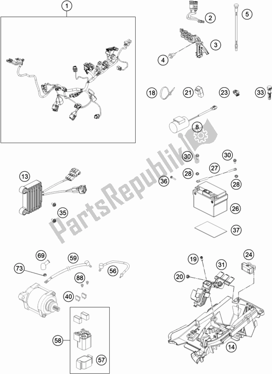 All parts for the Wiring Harness of the KTM 250 XC TPI US 2021