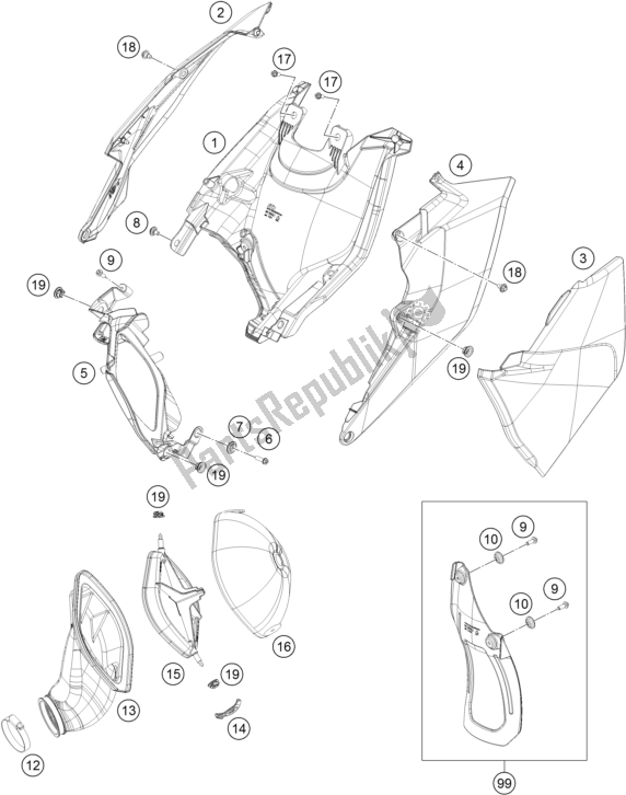 All parts for the Air Filter of the KTM 250 XC US 2017