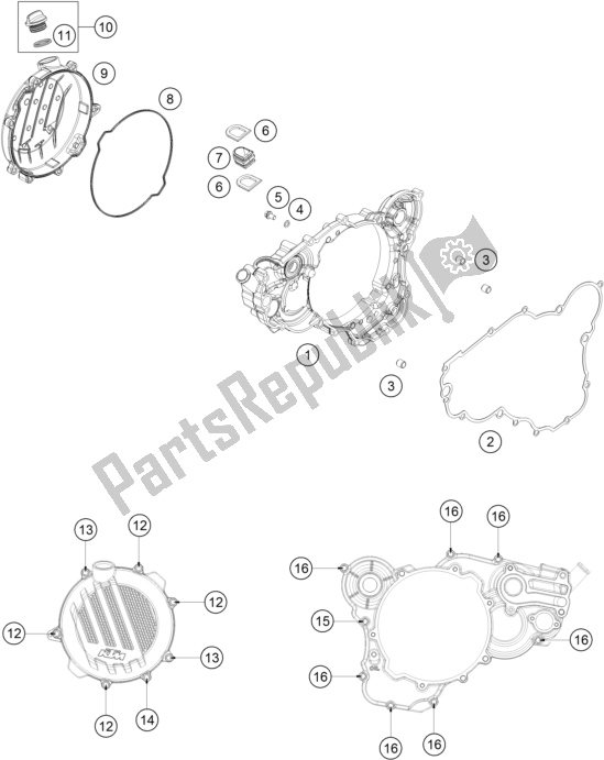 All parts for the Clutch Cover of the KTM 250 XC US 2017