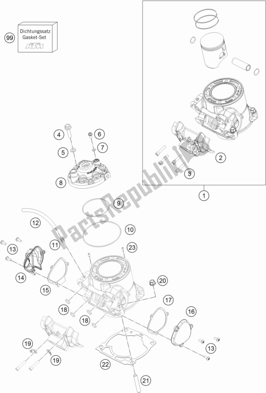 Tutte le parti per il Cilindro, Testata del KTM 250 XC US 2017