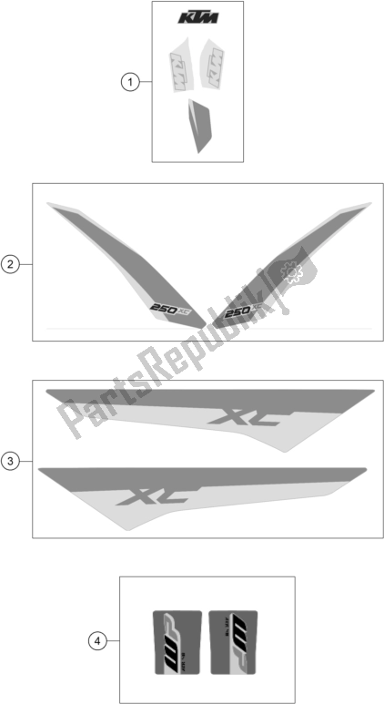 All parts for the Decal of the KTM 250 XC US 2017