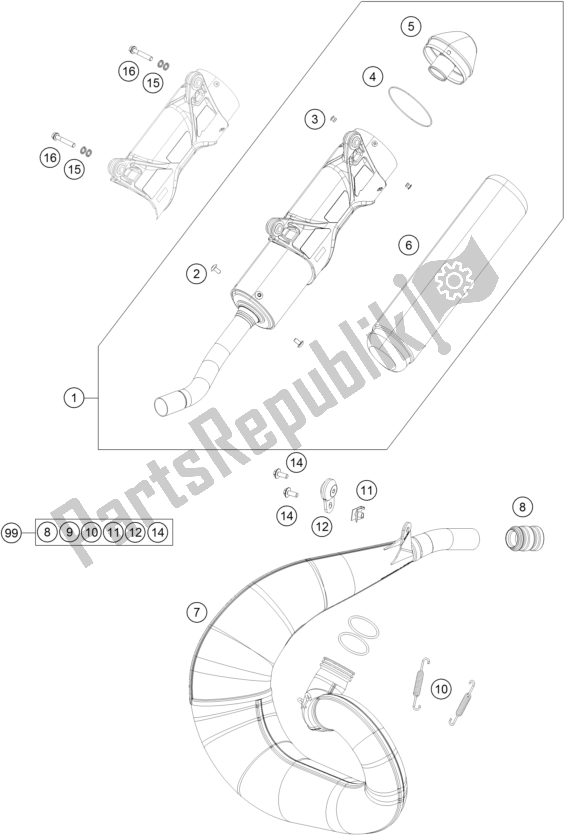 All parts for the Exhaust System of the KTM 250 XC US 2017