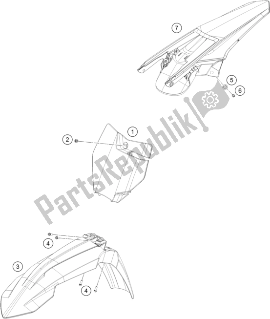 All parts for the Mask, Fenders of the KTM 250 XC US 2017