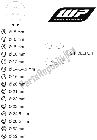 Todas as partes de Shims Wp Para Configuração do KTM 250 XC US 2017