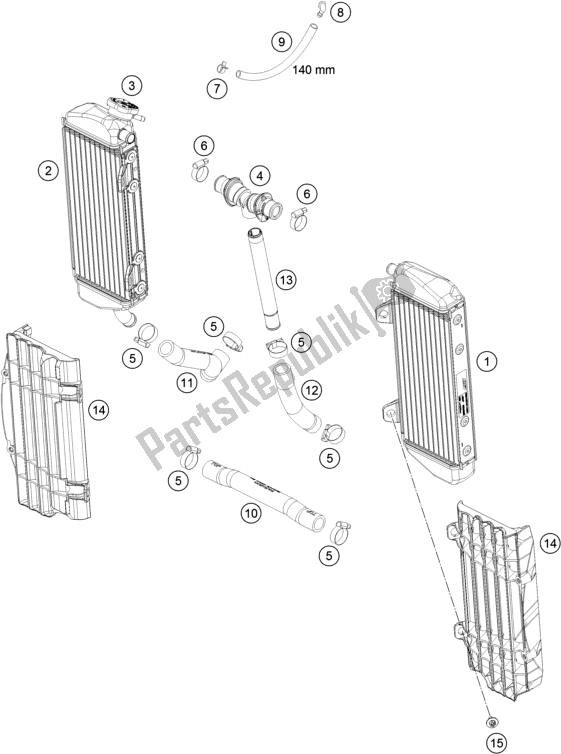 All parts for the Cooling System of the KTM 250 XC US 2018