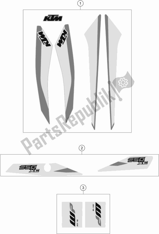 All parts for the Decal of the KTM 250 XC US 2018
