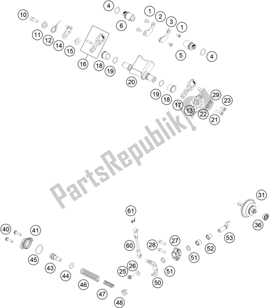 All parts for the Exhaust Control of the KTM 250 XC US 2018