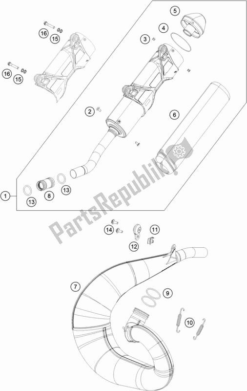 All parts for the Exhaust System of the KTM 250 XC US 2018