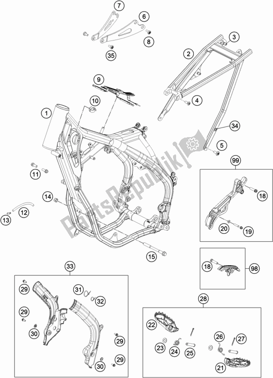 All parts for the Frame of the KTM 250 XC US 2018