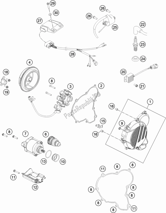 All parts for the Ignition System of the KTM 250 XC US 2018