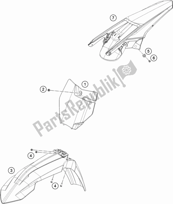 All parts for the Mask, Fenders of the KTM 250 XC US 2018