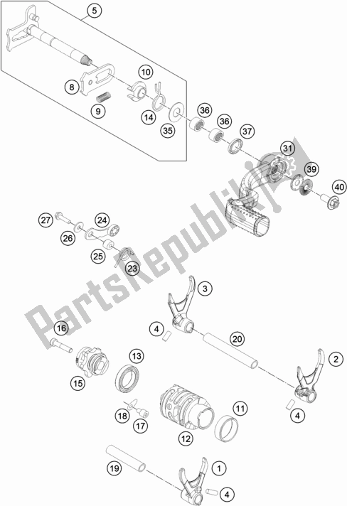 All parts for the Shifting Mechanism of the KTM 250 XC US 2018