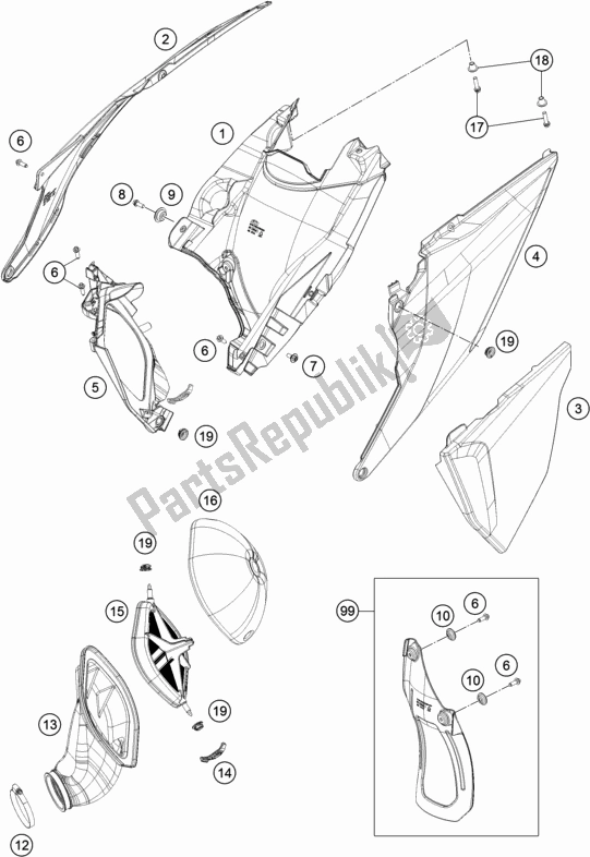 Toutes les pièces pour le Filtre à Air du KTM 250 XC US 2019