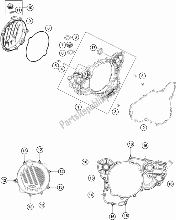 Toutes les pièces pour le Couvercle D'embrayage du KTM 250 XC US 2019