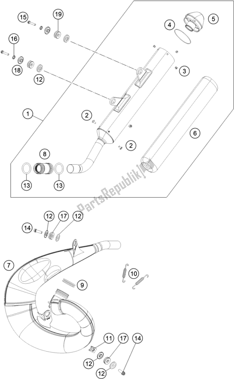 Toutes les pièces pour le Système D'échappement du KTM 250 XC US 2019
